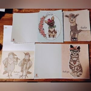 New Whimsical Animal Thank You Cards Set